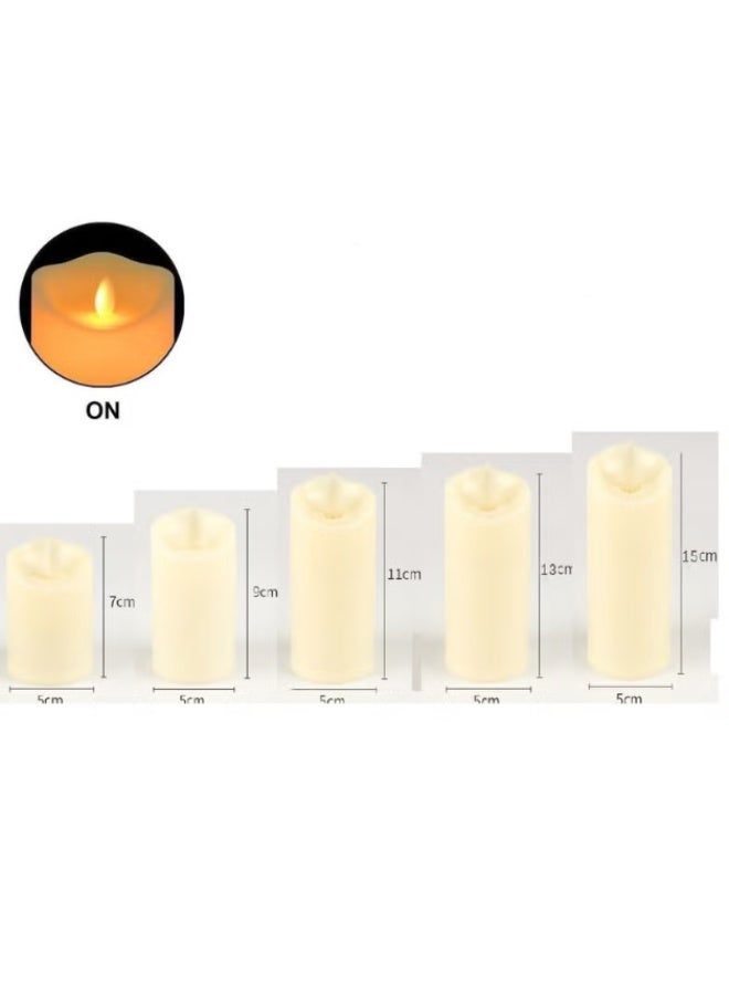 Home auraa 5-Piece LED Flameless Pillar Candle Set – Realistic Flickering Warm White Candles, Battery Operated Safe Home Décor Lights - Image 2